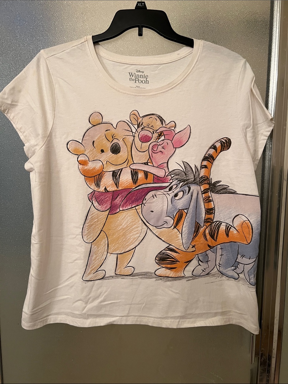 Disney Winnie the Pooh Character Tee - Cream with Yellow, Pink, Orange, Gray